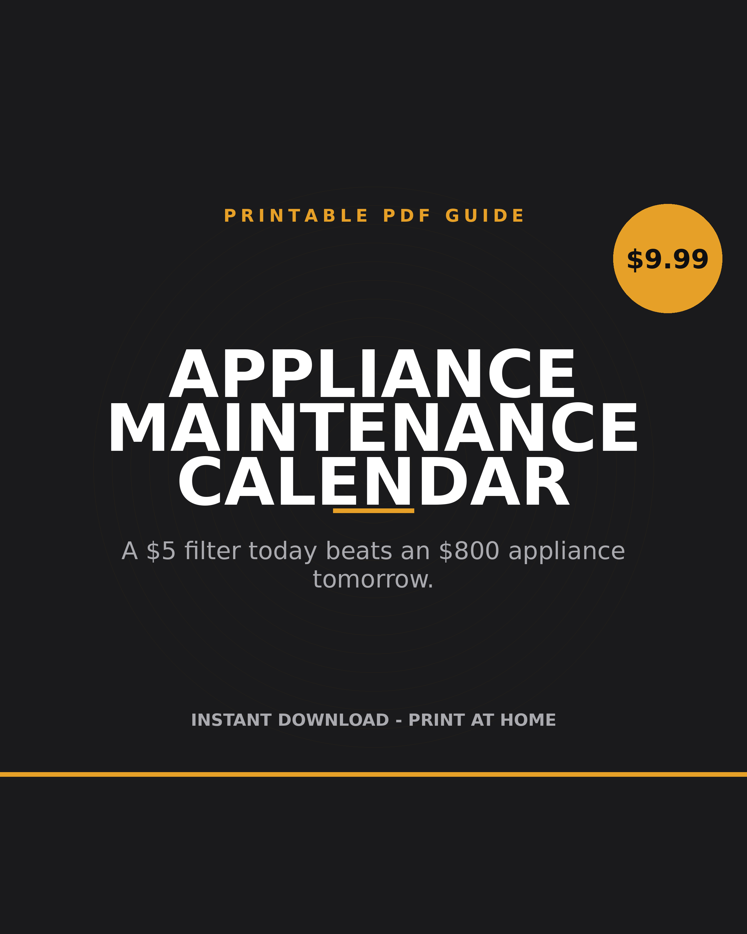 Appliance Maintenance Calendar printable PDF: appliance care schedule