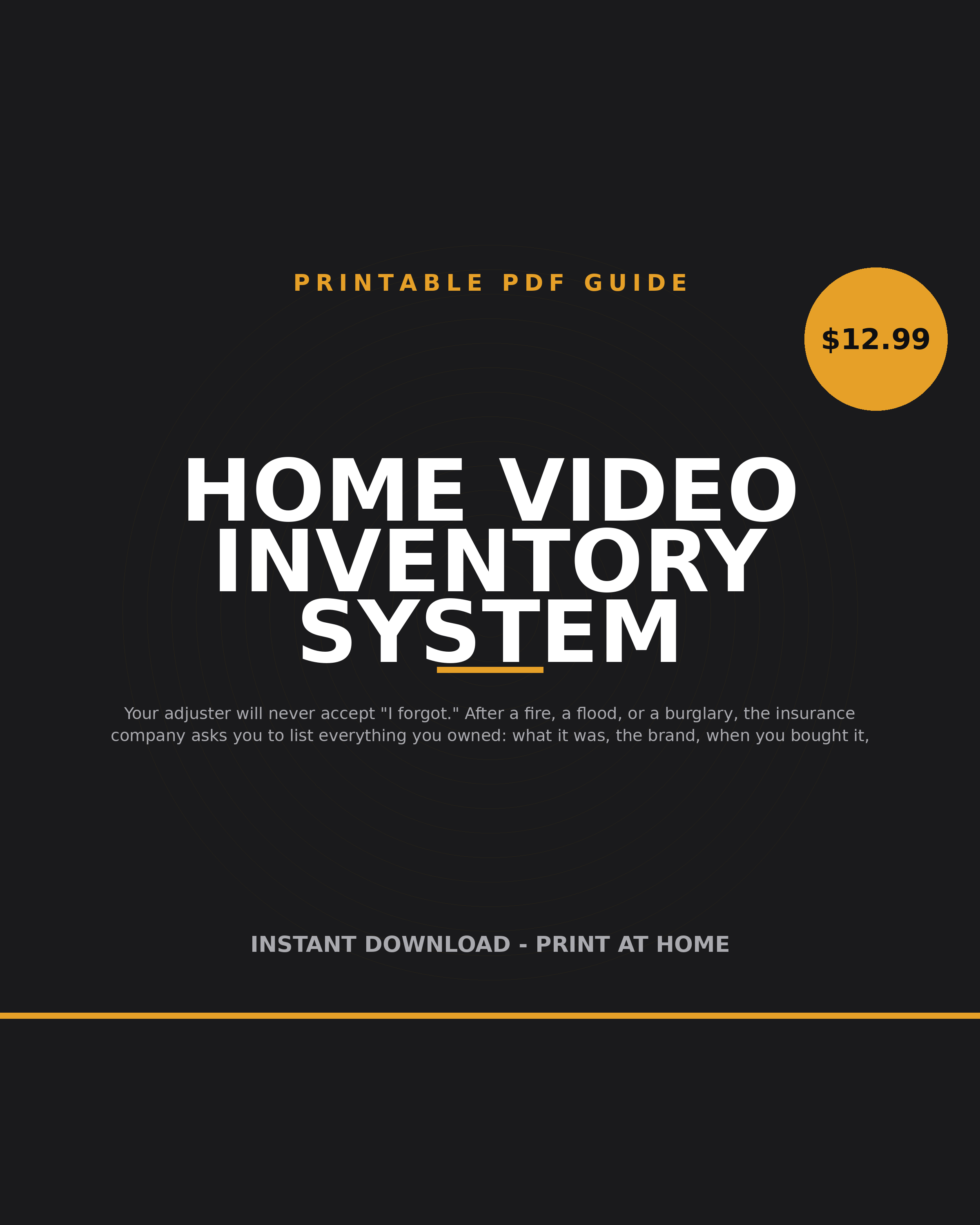 Home Video Inventory System printable PDF: home inventory for insurance