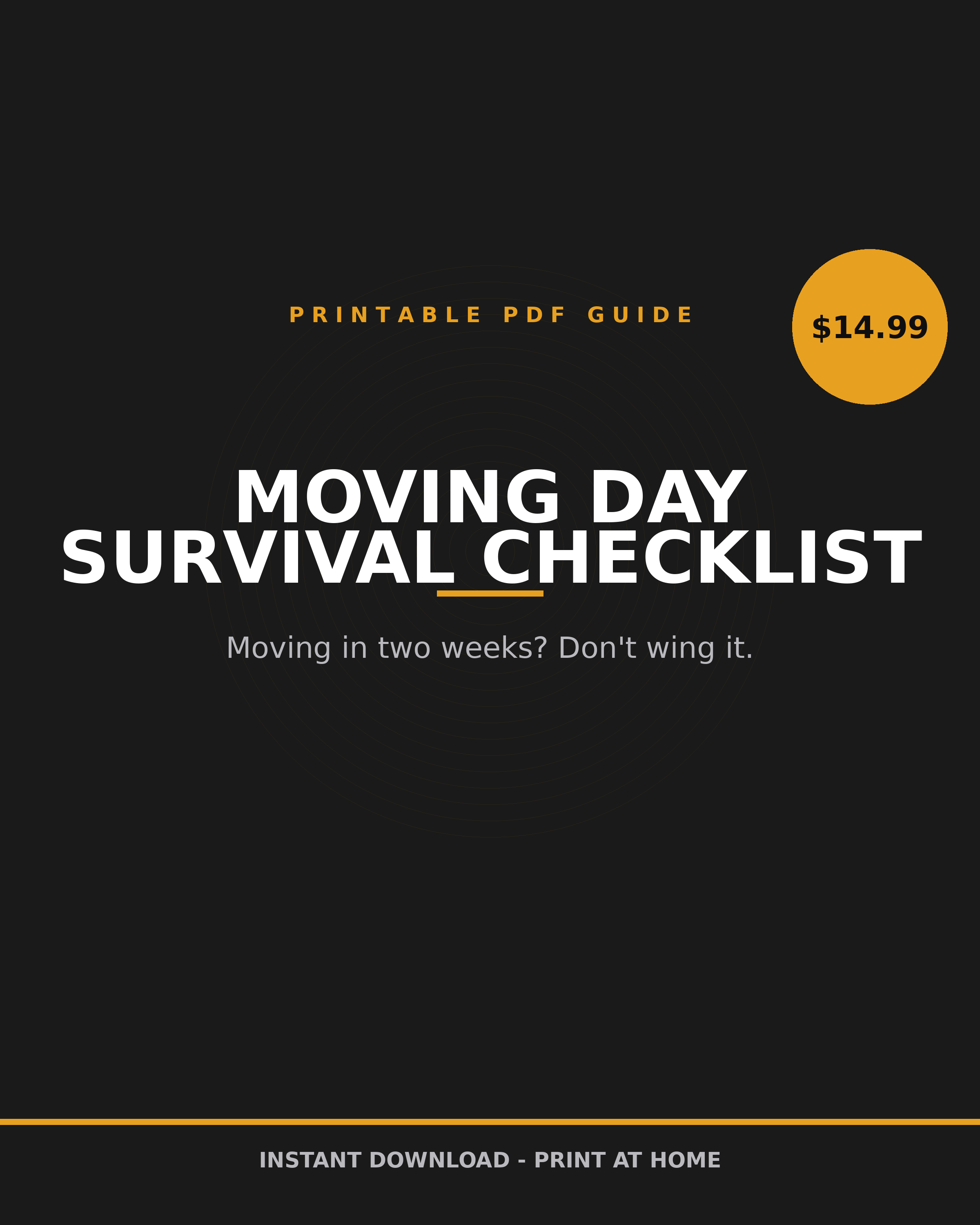 Moving Day Survival Checklist printable PDF: moving day planner