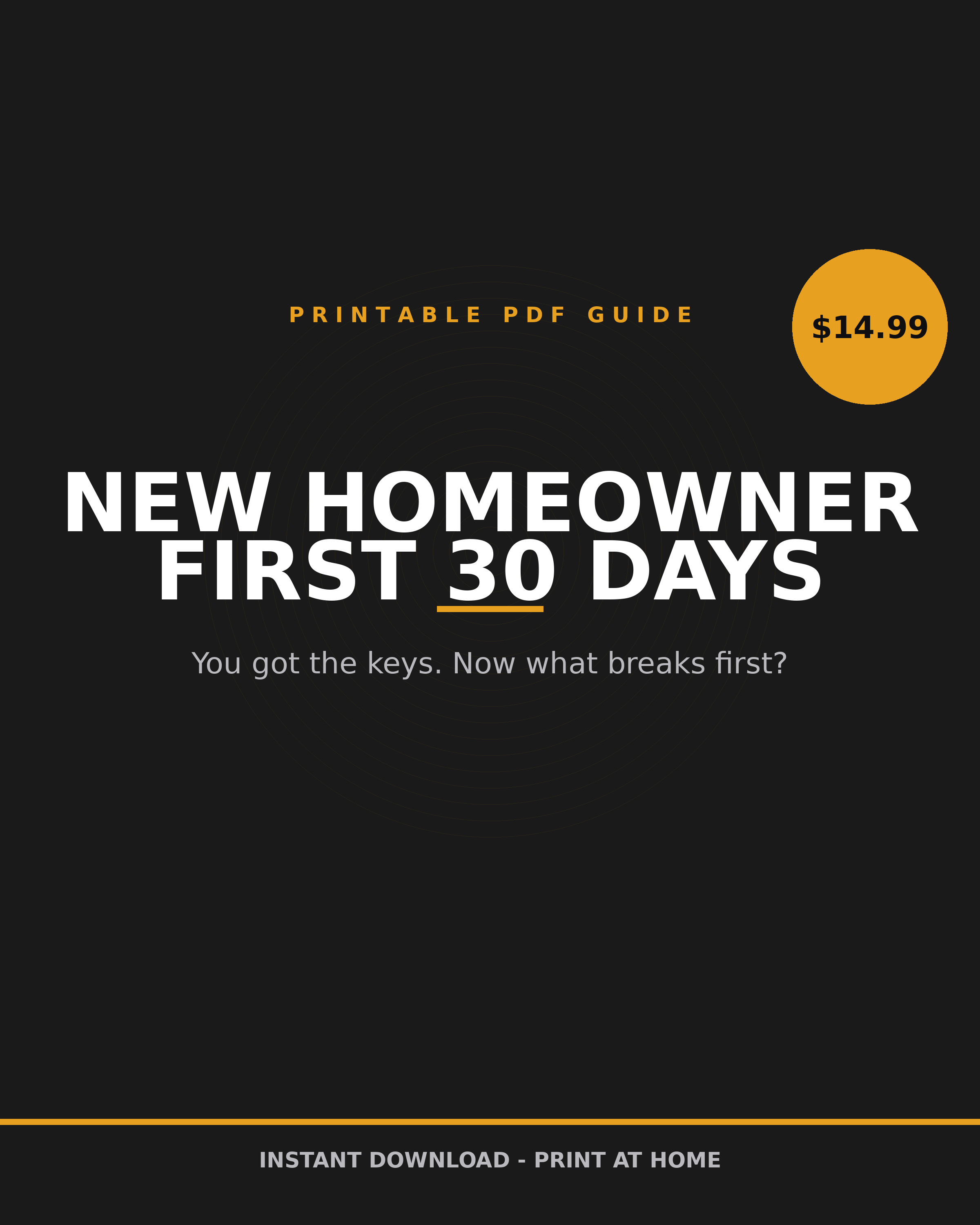 New Homeowner First 30 Days Guide printable PDF: what to do after buying a house