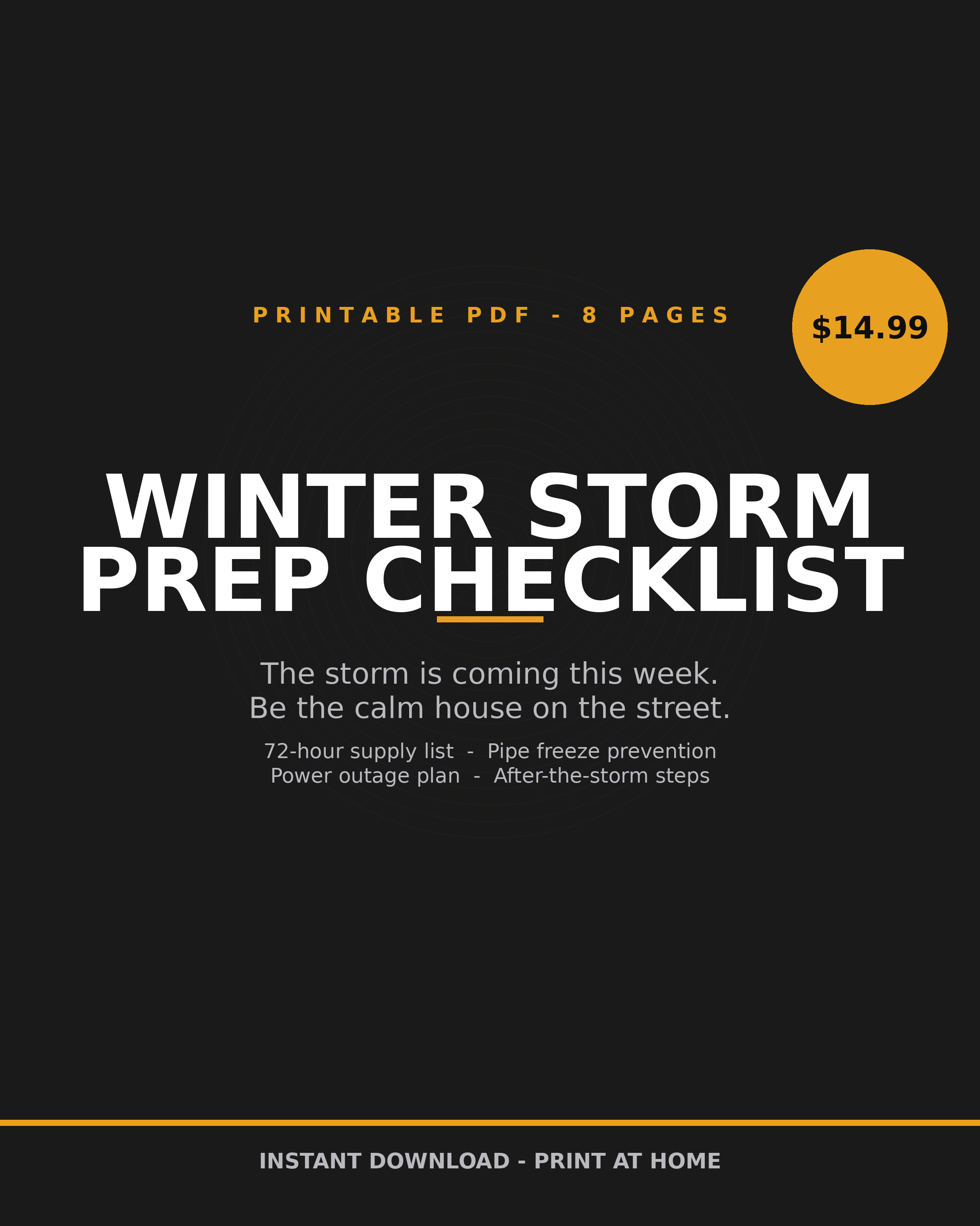 Winter Storm Prep Checklist printable PDF: power outage preparation list